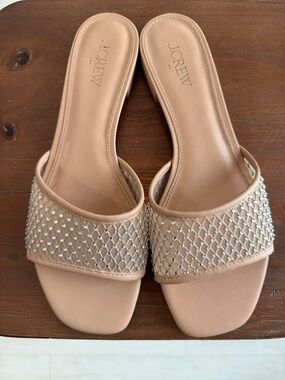 J. Crew Beige Embellished Slide sandal